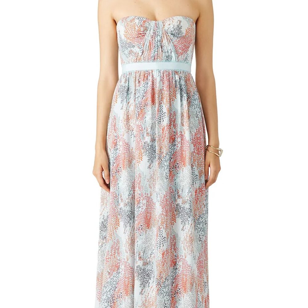 BCBGMaxAzria Amber Strapless Gown in Blue Coral NWOT Size 2